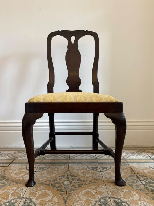 fig 1. A Georgian Mahogany Queen Anne Style Side Chair, Drop-in Seat, Cabriole Legs