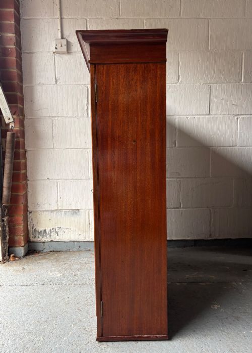WALL MOUNTED ASTRAL GLAZE MAHOGANY BOOKCASE CABINET LINEN LINED 100CM WIDE C1900 - ADDITIONAL PHOTO 3