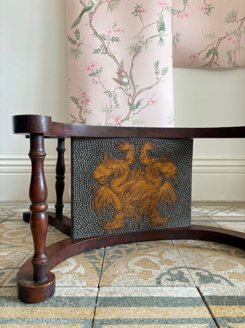 EARLY 20THC POKER WORK X FRAME STOOL POSS RETAILED BY LIBERTY 67CM - ADDITIONAL PHOTO 3