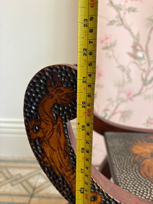 EARLY 20THC POKER WORK X FRAME STOOL POSS RETAILED BY LIBERTY 67CM - ADDITIONAL PHOTO 11