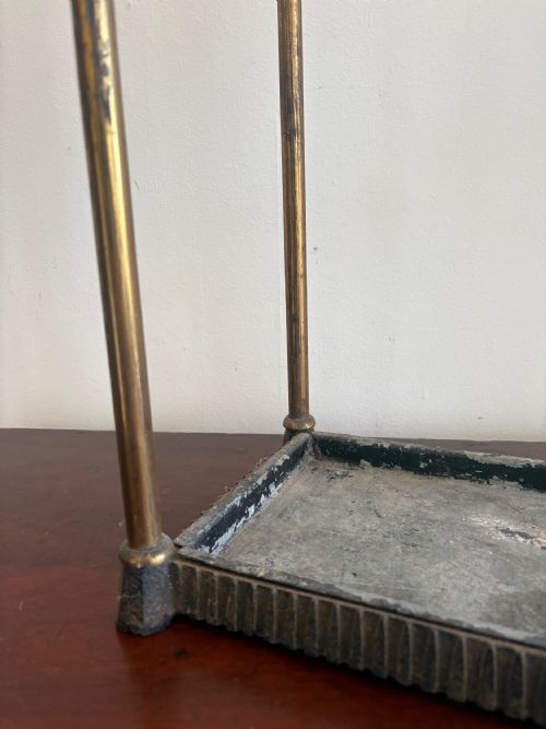 EARLY 20THC BRASS AND IRON 8 DIVISION STICK OR UMBRELLA STAND C19001920 - ADDITIONAL PHOTO 2