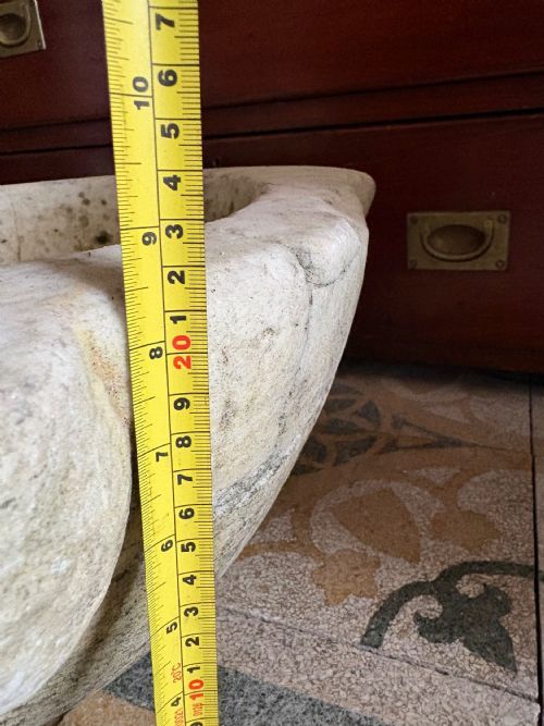 A SUBSTANTIAL 18TH CENTURY WHITE MARBLE MORTAR 50CM DIAMETER PROBABLY ITALIAN - ADDITIONAL PHOTO 15