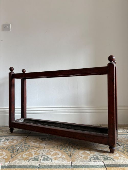 LARGE 19TH CENTURY ENGLISH COUNTRY HOUSE PITCH PINE STICK STAND 107CM ZINC TRAY - ADDITIONAL PHOTO 4