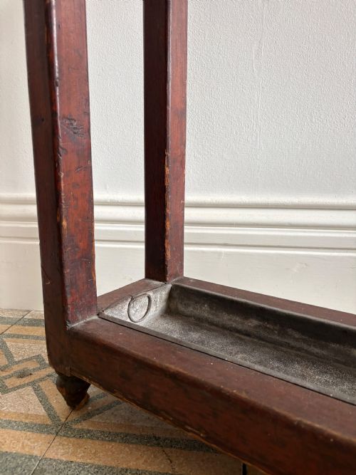 LARGE 19TH CENTURY ENGLISH COUNTRY HOUSE PITCH PINE STICK STAND 107CM ZINC TRAY - ADDITIONAL PHOTO 5
