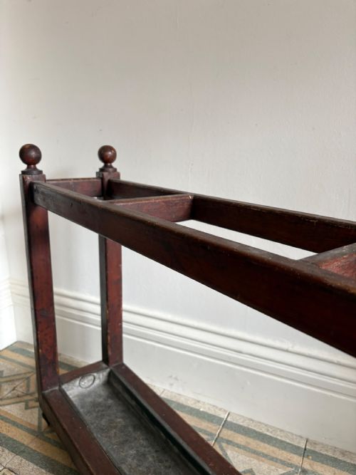 LARGE 19TH CENTURY ENGLISH COUNTRY HOUSE PITCH PINE STICK STAND 107CM ZINC TRAY - ADDITIONAL PHOTO 6