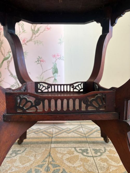 A LATE 19TH CENTURY AESTHETIC MOVEMENT WALNUT OCTAGONAL TABLE 75CM WIDE - ADDITIONAL PHOTO 1