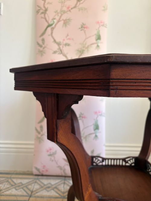 A LATE 19TH CENTURY AESTHETIC MOVEMENT WALNUT OCTAGONAL TABLE 75CM WIDE - ADDITIONAL PHOTO 4