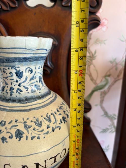 AN 1819TH CENTURY ITALIAN MAJOLICA BLUE AND WHITE APOTHECARY JAR 24CM - ADDITIONAL PHOTO 8