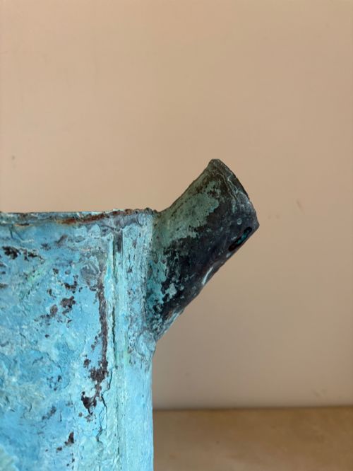 A FRENCH 18THC VERDIGRIS COPPER WATERING CAN ARROSOIR C1800 41CM WATERTIGHT - ADDITIONAL PHOTO 3