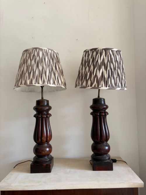 A PAIR OF 19THC CUBAN MAHOGANY SUBSTANTIAL TABLE LAMPS C1850 67CM TALL - ADDITIONAL PHOTO 3