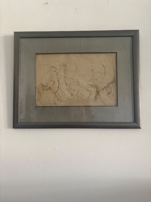 ALFRED DEHODENCQ 18221882 SCHOOL OF DELACROIX PEN AND INK 19TH CENTURY PREPARATORY STUDY - ADDITIONAL PHOTO 1
