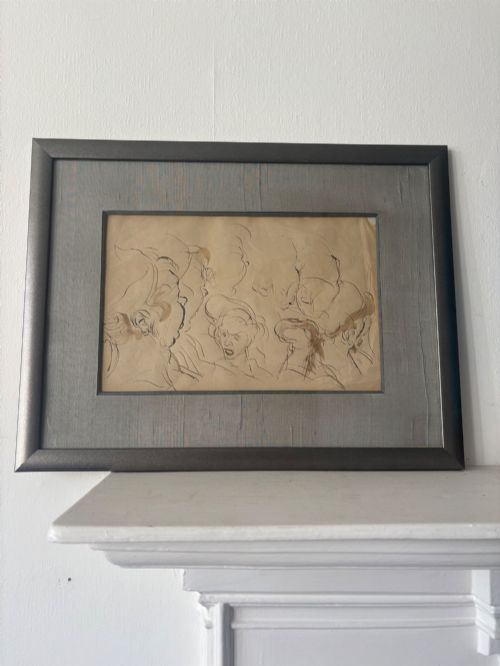 ALFRED DEHODENCQ 18221882 SCHOOL OF DELACROIX PEN AND INK 19TH CENTURY PREPARATORY STUDY - ADDITIONAL PHOTO 3