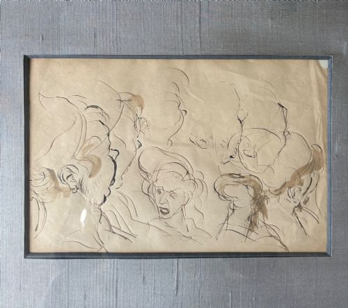 ALFRED DEHODENCQ 18221882 SCHOOL OF DELACROIX PEN AND INK 19TH CENTURY PREPARATORY STUDY - ADDITIONAL PHOTO 11