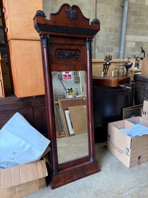 AN EARLY 19TH CENTURY RESTORATION PERIOD FRENCH PIER GLASS AND STAND 258CM C1815 - ADDITIONAL PHOTO 5