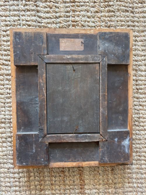 A 17THC CONTINENTAL CARVED WOOD AND GESSO FRAME WITH 18THC FOXED MIRROR 49CM - ADDITIONAL PHOTO 6