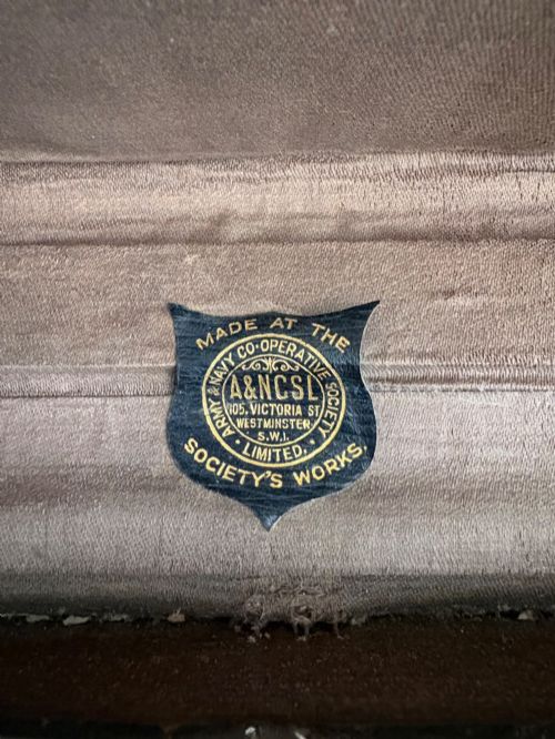 ORIGINAL 1900S ARMY AND NAVY CANVAS AND LEATHER LUGGAGE TRUNK HAT BOX 46CM - ADDITIONAL PHOTO 6