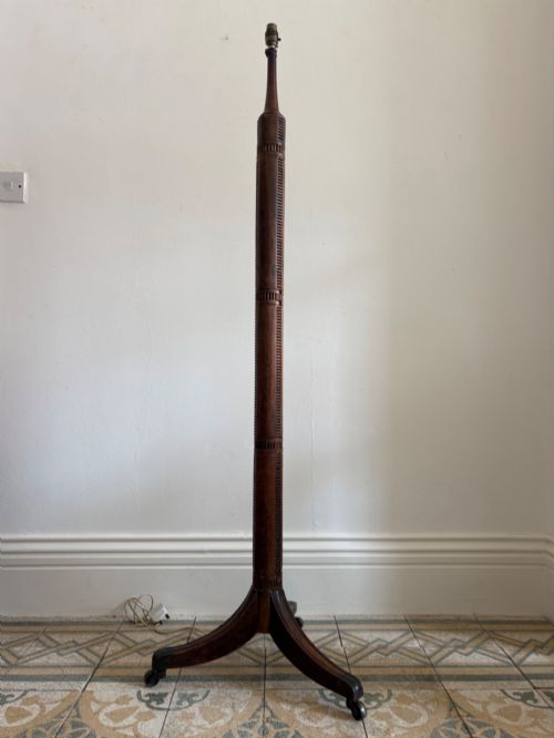 a 19th century carved oceanic column adapted floor lamp 154cm - CATEGORY: ANTIQUE LIGHTING - DATED 19TH CENTURY