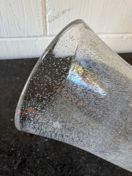 A LARGE 1920S ART DECO SIGNED DAUM BUBBLE GLASS CRYSTAL VASE 36CM TALL 123KG - ADDITIONAL PHOTO 4