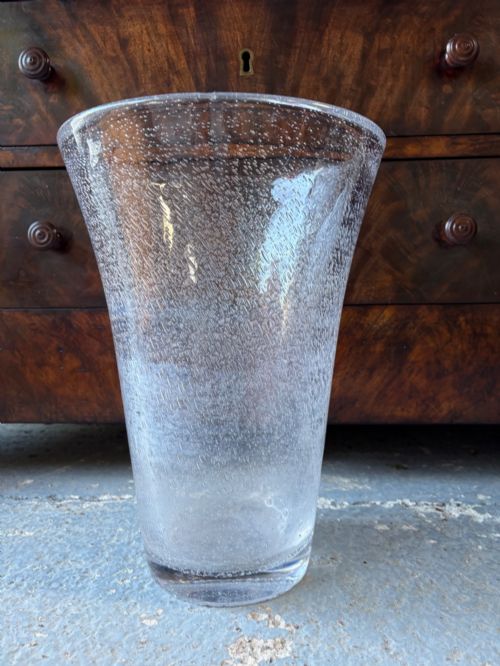 A LARGE 1920S ART DECO SIGNED DAUM BUBBLE GLASS CRYSTAL VASE 36CM TALL 123KG - ADDITIONAL PHOTO 8