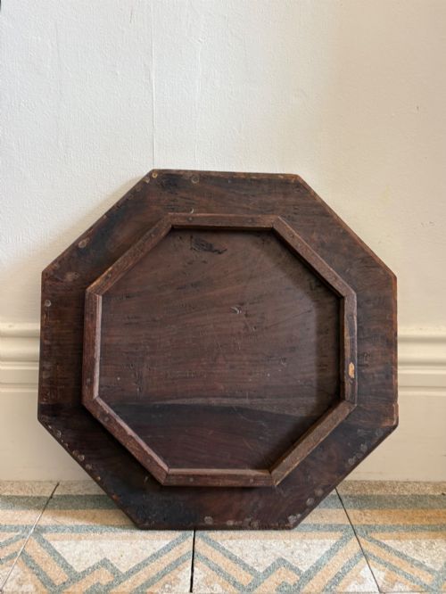 ANGLO INDIAN CARVED OCTAGONAL TABLE C1900 485CM TALL 46CM TOP INDIAN TEAK - ADDITIONAL PHOTO 4