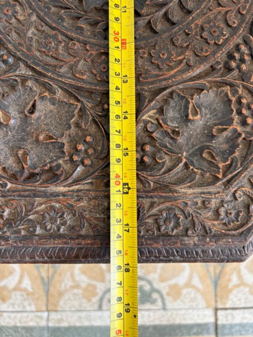 ANGLO INDIAN CARVED OCTAGONAL TABLE C1900 485CM TALL 46CM TOP INDIAN TEAK - ADDITIONAL PHOTO 11
