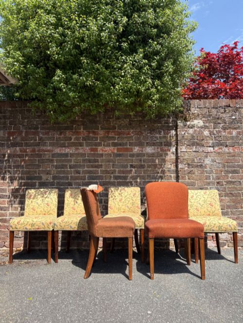 A SET OF 8 MAXIMUM ART DECO C1930S UPHOLSTERED DINING CHAIRS OAK FRAMES - ADDITIONAL PHOTO 4