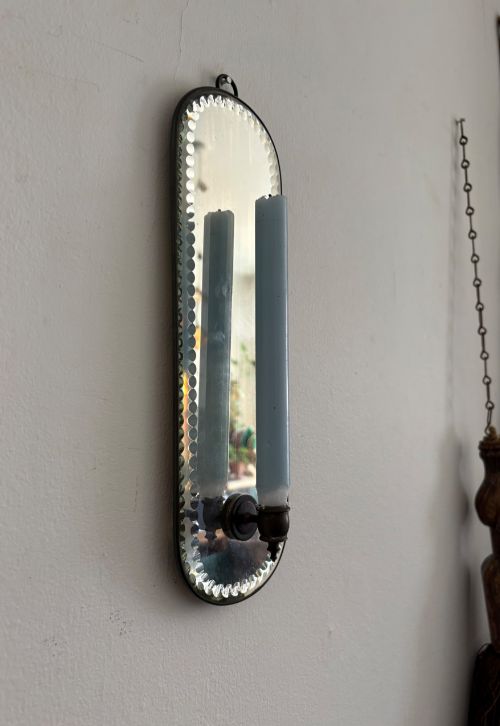 EARLY 20TH CENTURY GIRANDOLE CANDLE WALL SCONCE SORCERER MIRROR C1920 33CM - ADDITIONAL PHOTO 1