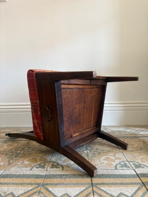A REGENCY BEECH AND MAHOGANY UNUSUAL COUNTRY CHAIR WITH DRAWER C1800 UPHOLSTERED - ADDITIONAL PHOTO 10