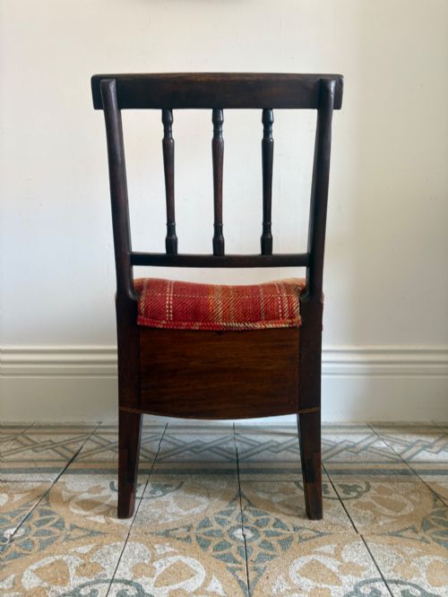 A REGENCY BEECH AND MAHOGANY UNUSUAL COUNTRY CHAIR WITH DRAWER C1800 UPHOLSTERED - ADDITIONAL PHOTO 12