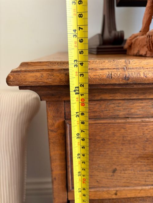 A GEORGE 111 STYLE ENGLISH OAK CHEST OF DRAWERS RAISED BRACKET FEET C1920 83CM - ADDITIONAL PHOTO 12