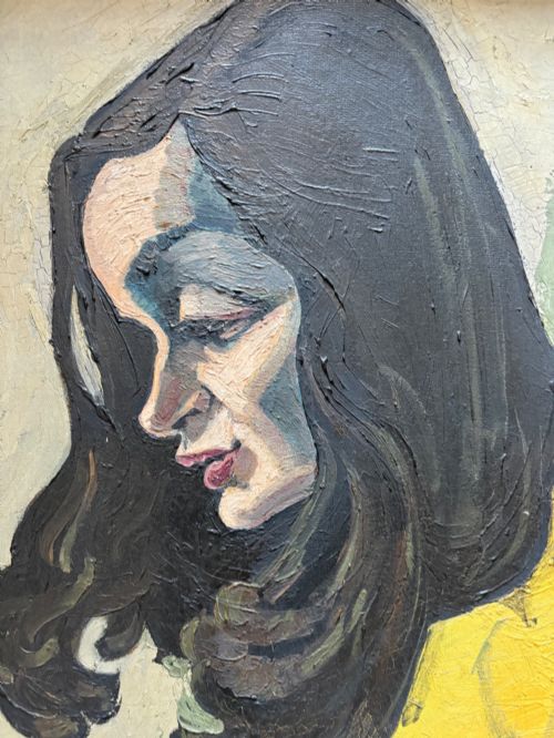 A 1930S GERMAN EXPRESSIONIST FEMALE PORTRAIT FRAMED OIL ON PANEL 61CM SIGNED - ADDITIONAL PHOTO 2