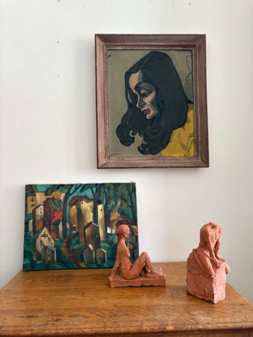 A 1930S GERMAN EXPRESSIONIST FEMALE PORTRAIT FRAMED OIL ON PANEL 61CM SIGNED - ADDITIONAL PHOTO 10