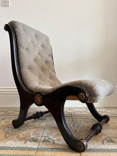 A Late 19th Century Ebonised Upholstered Nursing Chair, Aesthetic Movement C1890