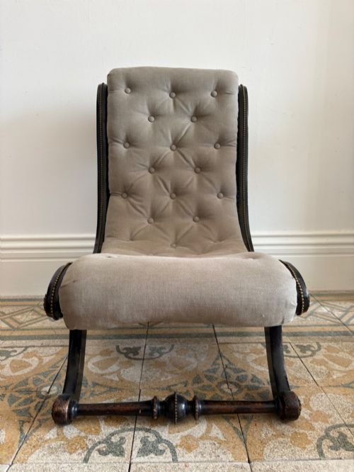 fig 1. A Late 19th Century Ebonised Upholstered Nursing Chair, Aesthetic Movement C1890