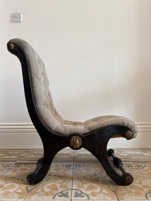 fig 2. A Late 19th Century Ebonised Upholstered Nursing Chair, Aesthetic Movement C1890