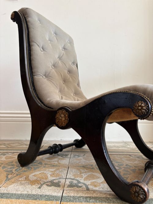 fig 3. A Late 19th Century Ebonised Upholstered Nursing Chair, Aesthetic Movement C1890
