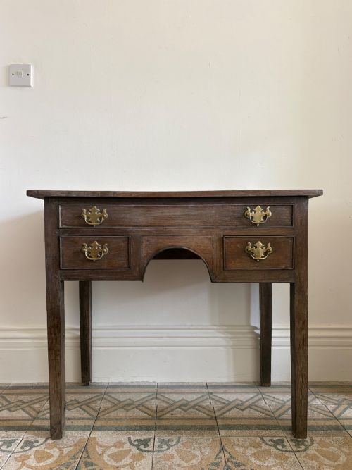 Early 18thc Oak Lowboy Side Table C1730, 86cm Wide, Dry Surface and Square Leg