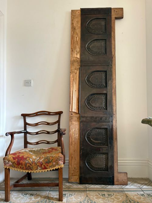 A  19th Century Architectural Oak Panel 226cm, Carved Gothic Tracery
