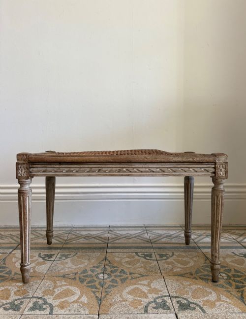 A French White Painted Louis Xv1 Neoclassical Stool Upholstery Project C1900, 67cm