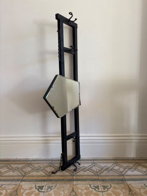 A French Art Deco Wall Mounted Coat Rack with Mirror 132cm, C1920s