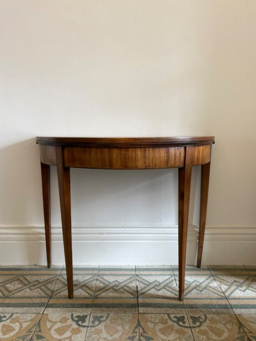 A George 111 Demi Lune Folding Tea or Console Table, Cherrywood and Elm C1790