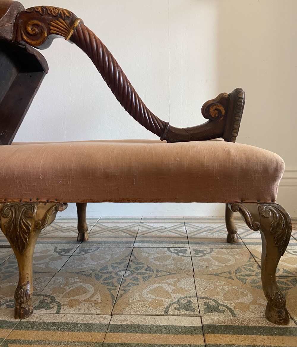 A George 1 Style 120cm Antique Stool with 6 Cabriole Legs and Hoof Feet, C1900 View V