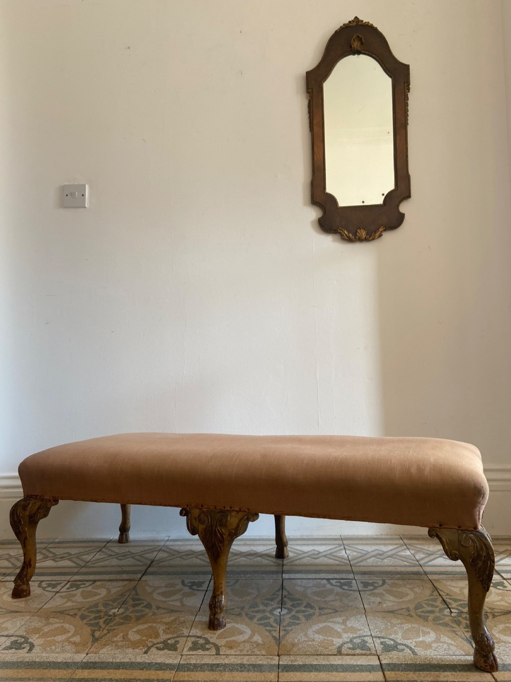 A George 1 Style 120cm Antique Stool with 6 Cabriole Legs and Hoof Feet, C1900 View VIII