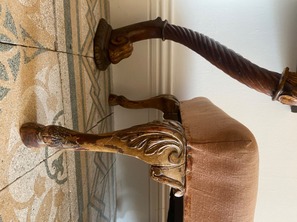 A George 1 Style 120cm Antique Stool with 6 Cabriole Legs and Hoof Feet, C1900 View IX