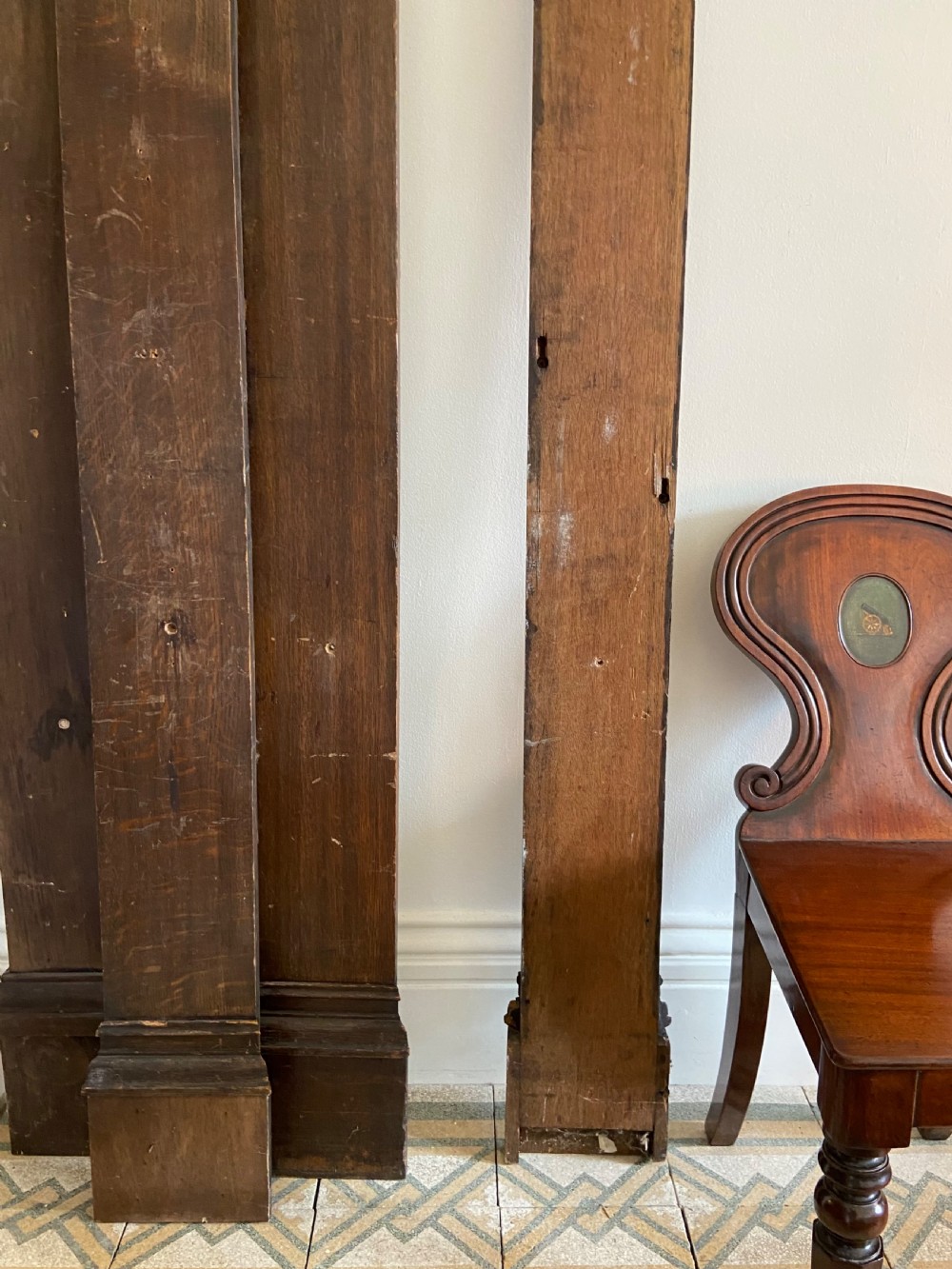 4 Architectural Classical Inspired Oak Ionic Column Fascias 200cm tall, C1900 View X