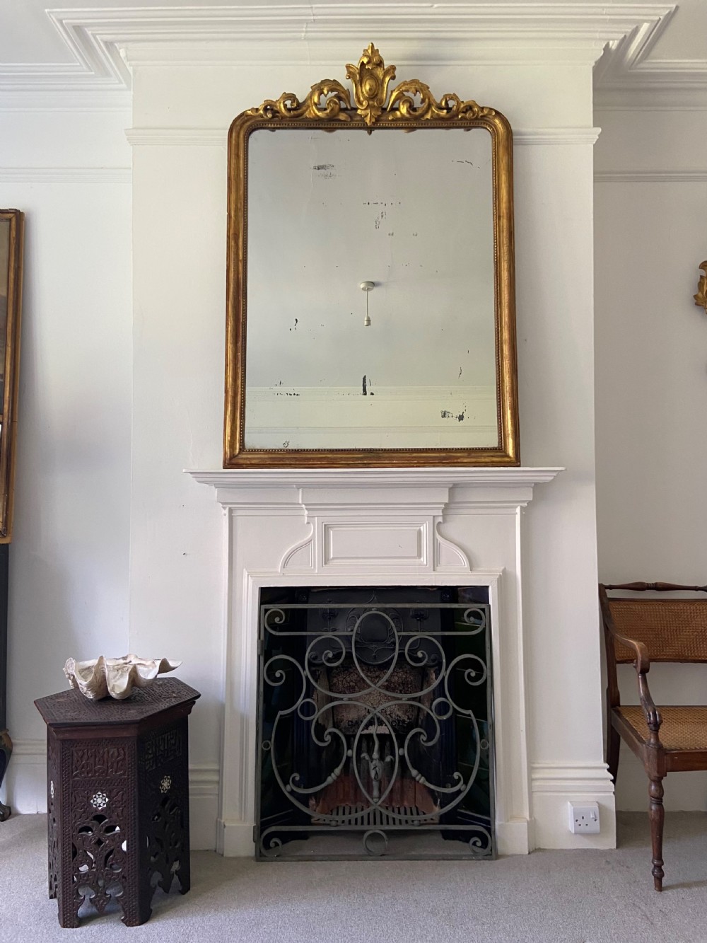 Louis Phillipe French 19thC Gilt Overmantle Mirror, 137cm, OriginalMercury Plate View VI
