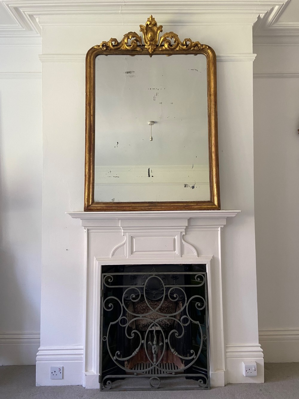 Louis Phillipe French 19thC Gilt Overmantle Mirror, 137cm, OriginalMercury Plate View XI