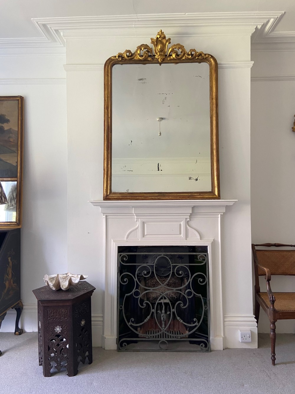 Louis Phillipe French 19thC Gilt Overmantle Mirror, 137cm, OriginalMercury Plate View XIV