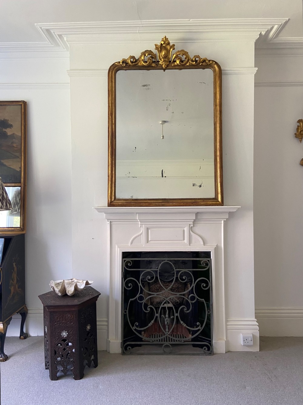 Louis Phillipe French 19thC Gilt Overmantle Mirror, 137cm, OriginalMercury Plate View XV