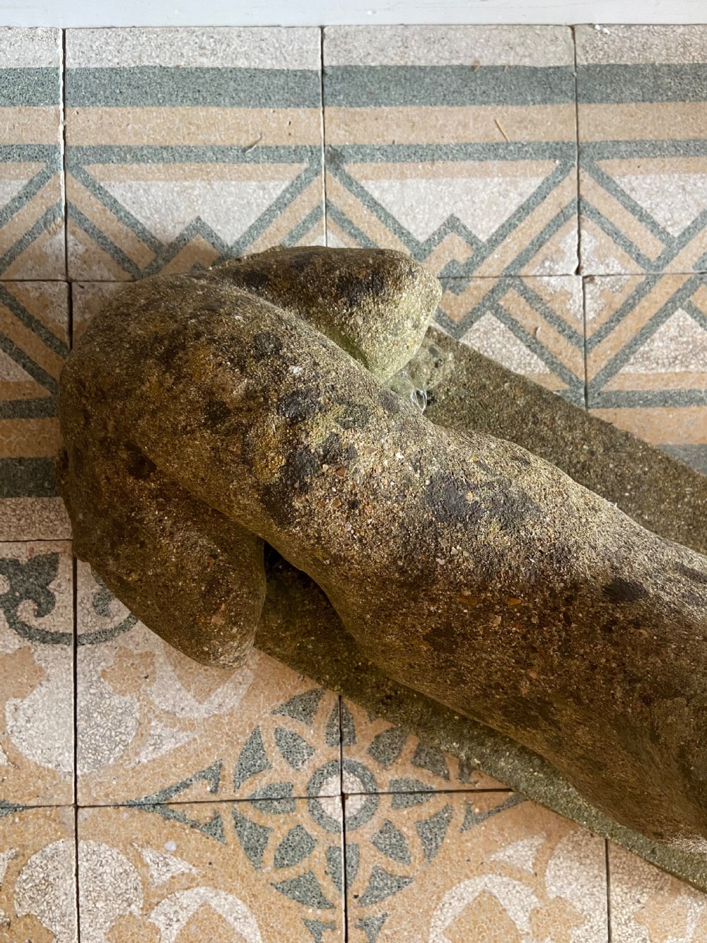 Antique Recumbent Greyhound, Weathered Composite Stone Circa 1910, 70cm View VI